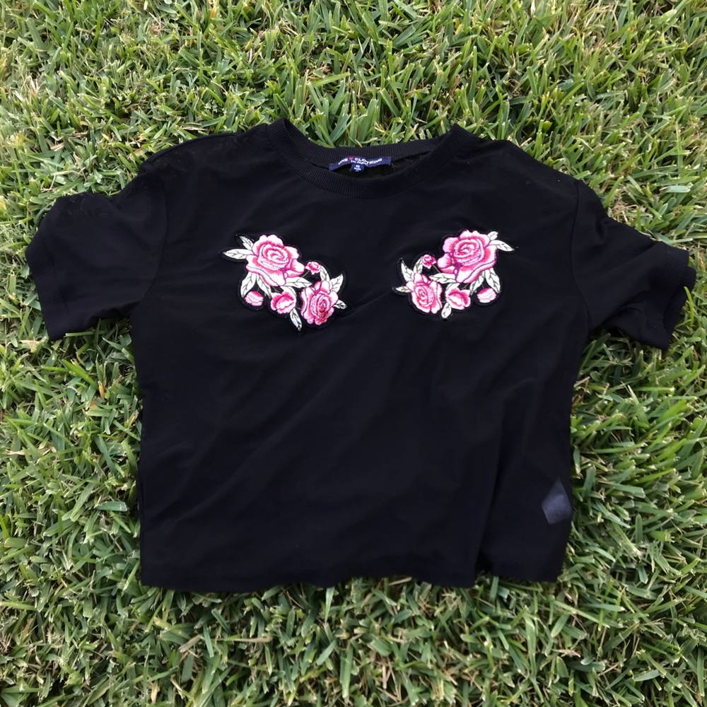 Sheer Rose Cropped Top from One Clothing